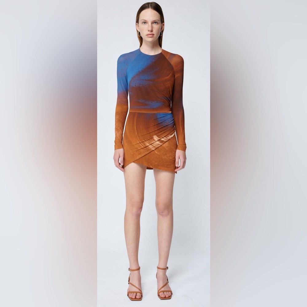 Jonathan Simkhai Abby Dress Printed Long Sleeve Mini Dress